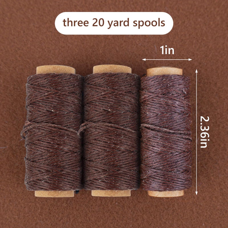 لينيكو خيط كتان أصلي مشمع من لاينكو، 20 ياردة، عبوة من 3 بكرات: بني (LIN-BBHM210) - Image 3